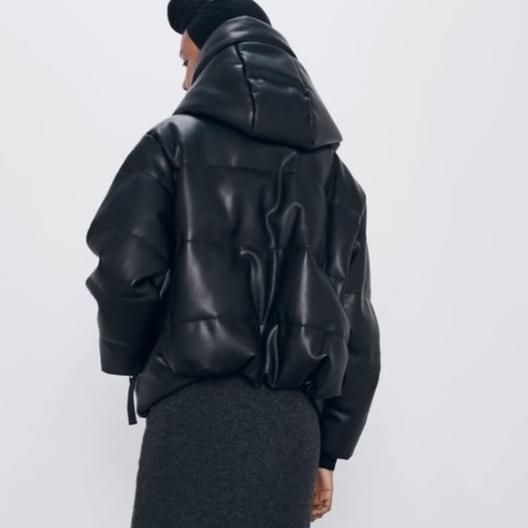 ZARA Faux Leather Puffed Jacket - Picture 4 of 9